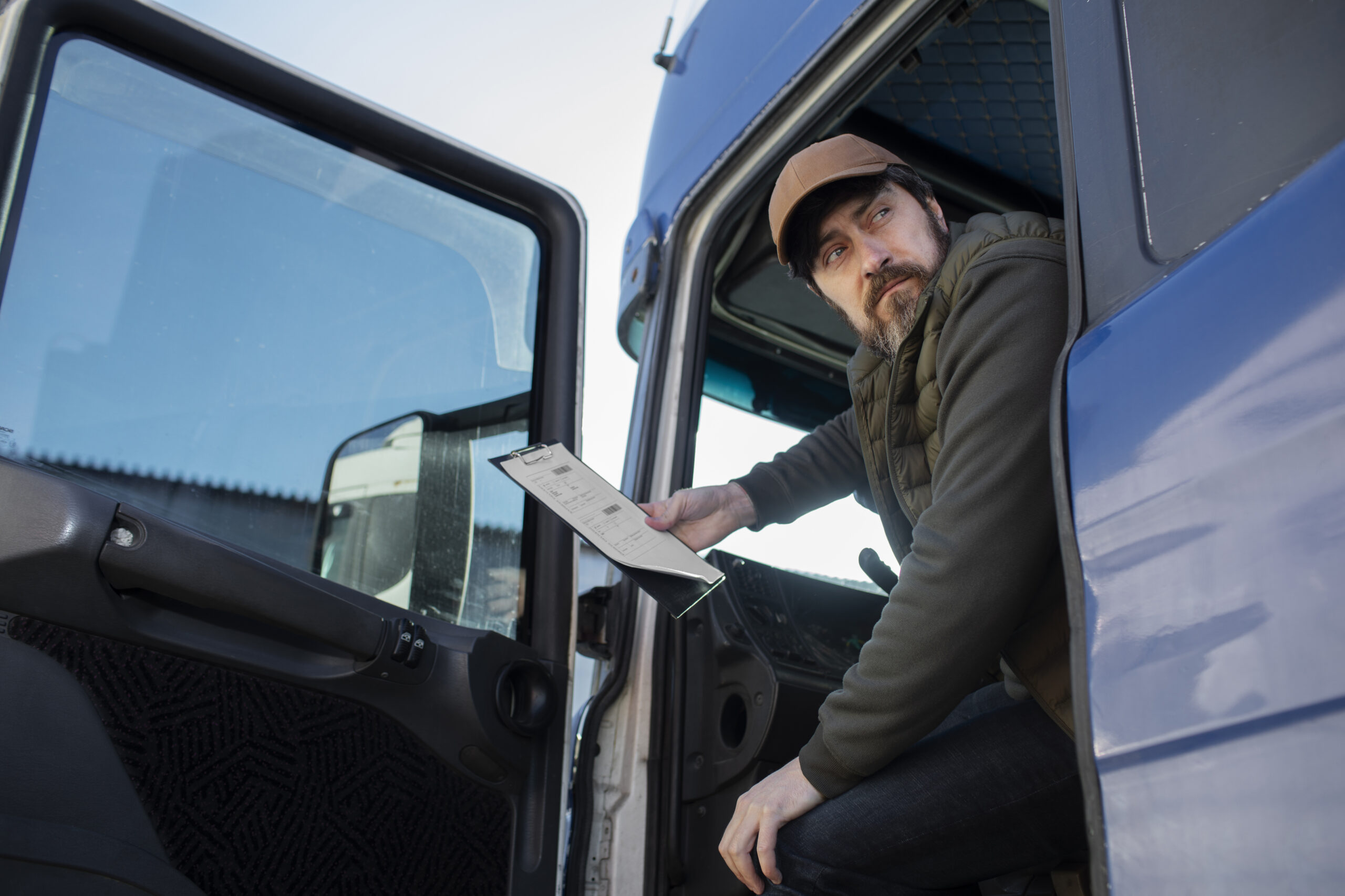 low-angle-man-sitting-truck